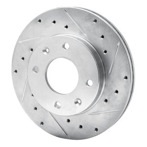 Dodge Colt Brake Rotor (1) - Front Right - R1 Concepts - Drilled & Slotted - Silver - `88-`07